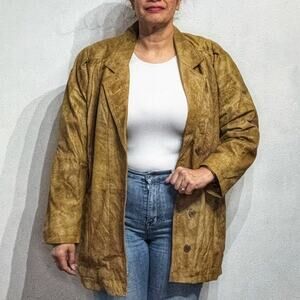Tan Real Leather Vintage Jacket Sz M